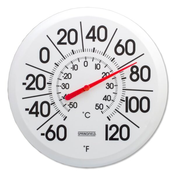SpringField® Big and Bold 13in. Diameter White Outdoor Dial Thermometer