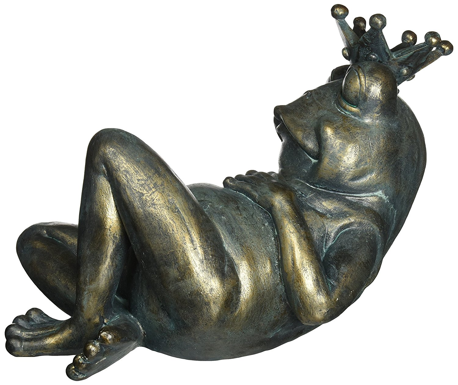 AllenGroup® Frog With Crown, Copper Fiberglass Statue, Decorative Frog