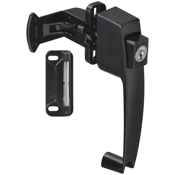 Keylocking Pushbutton Latch, 1-3/4" HS, Black Coated
