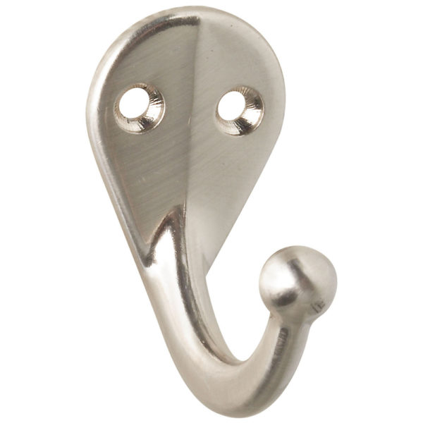Single Prong Robe Hook, Satin Nickel
