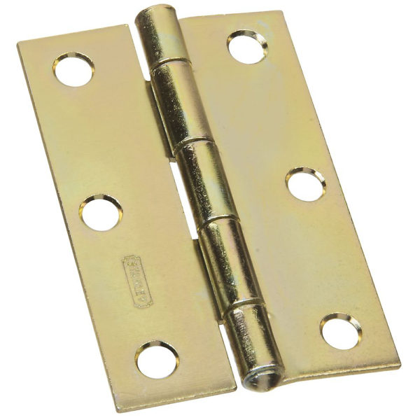 Narrow Utility Hinge Non-Removable Pin with Screws, 3", Satin Brass Tone